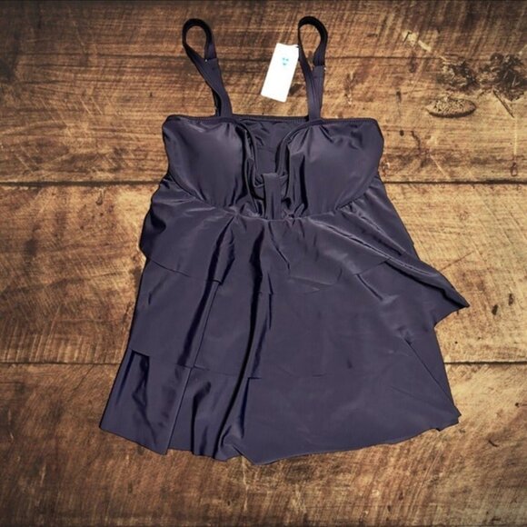 BeachSissi Ruffle Hem Black Adjustable Straps Tankini Bathing Suit Size S NWT - Picture 6 of 12